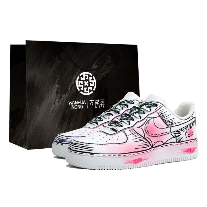 Nike Nike Air Force 1 Kaleidoscope, Comic Storm, Shopping Bag Abrasion Resistant Low top Skateboard Shoes Unisex