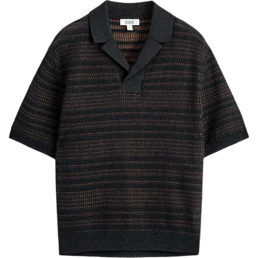 COS COS Polo Shirts Men's Black Lapel Moderate