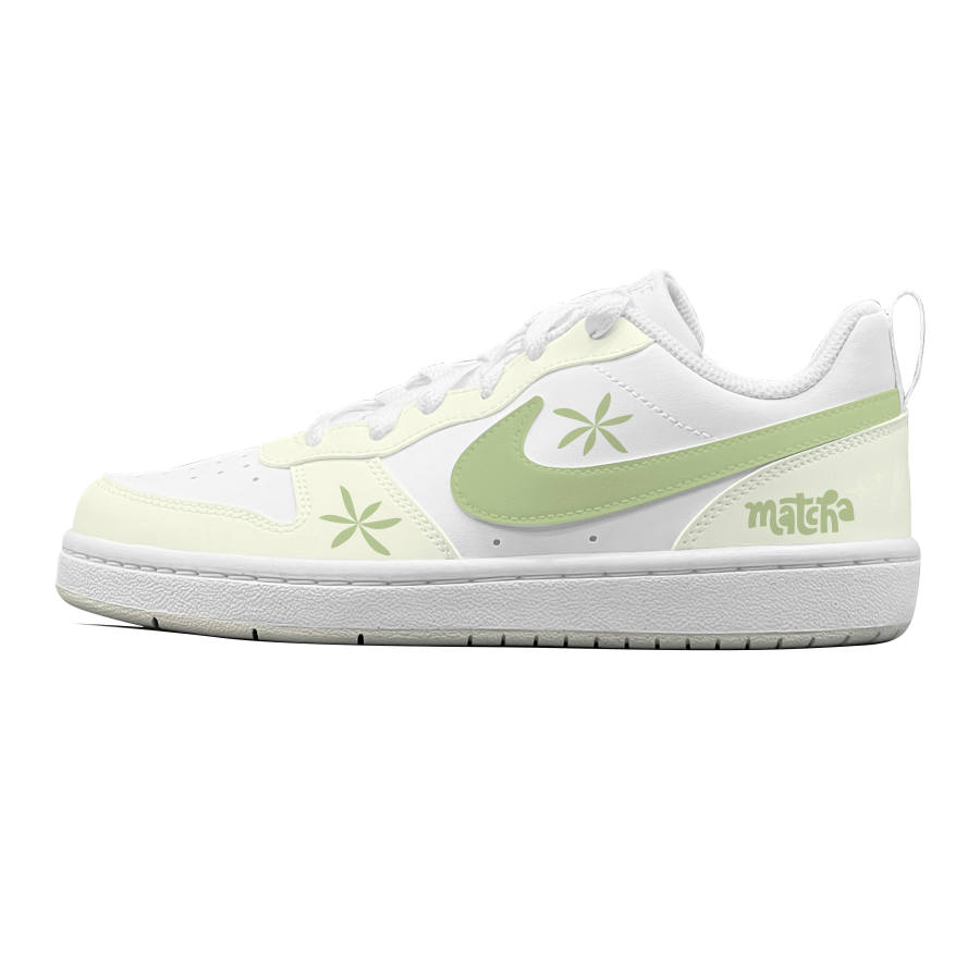 Nike Nike Court White Tea Qinghuan Synthetic Leather Abrasion Resistant Breathable Low top Kids' Skateboarding Shoes Unisex