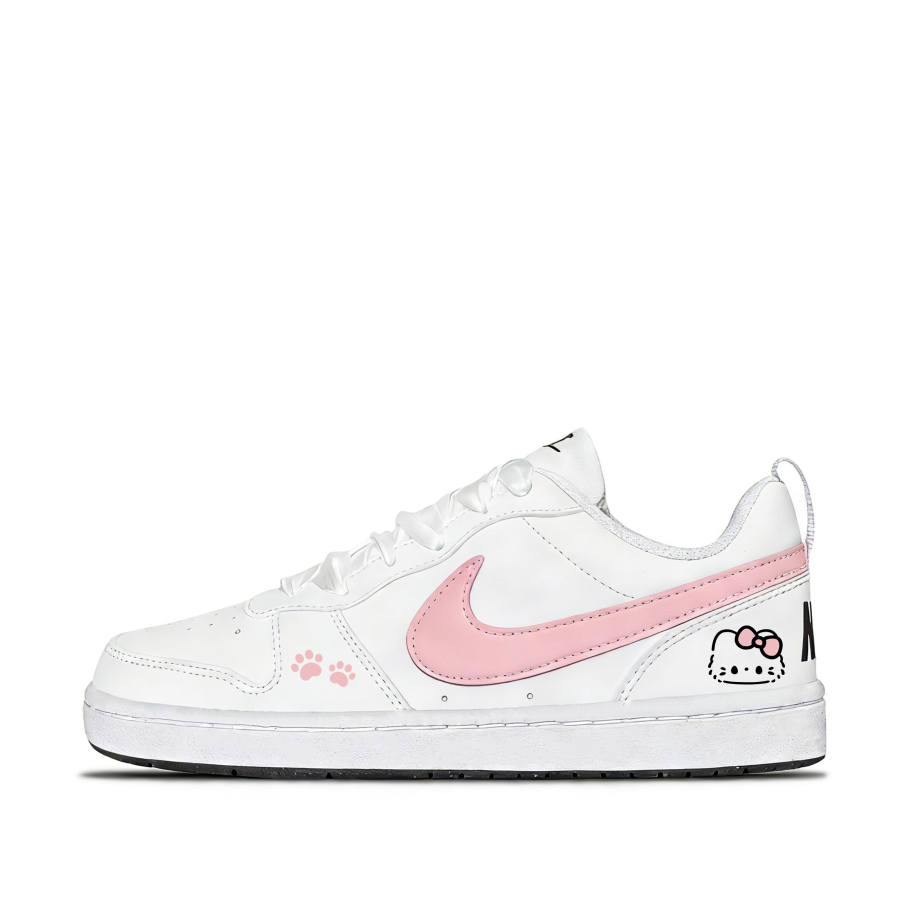 Nike Nike Court Borough Kiti Powder Cat Synthetic Leather Low top Kids' Skateboarding Shoes White Teenagers