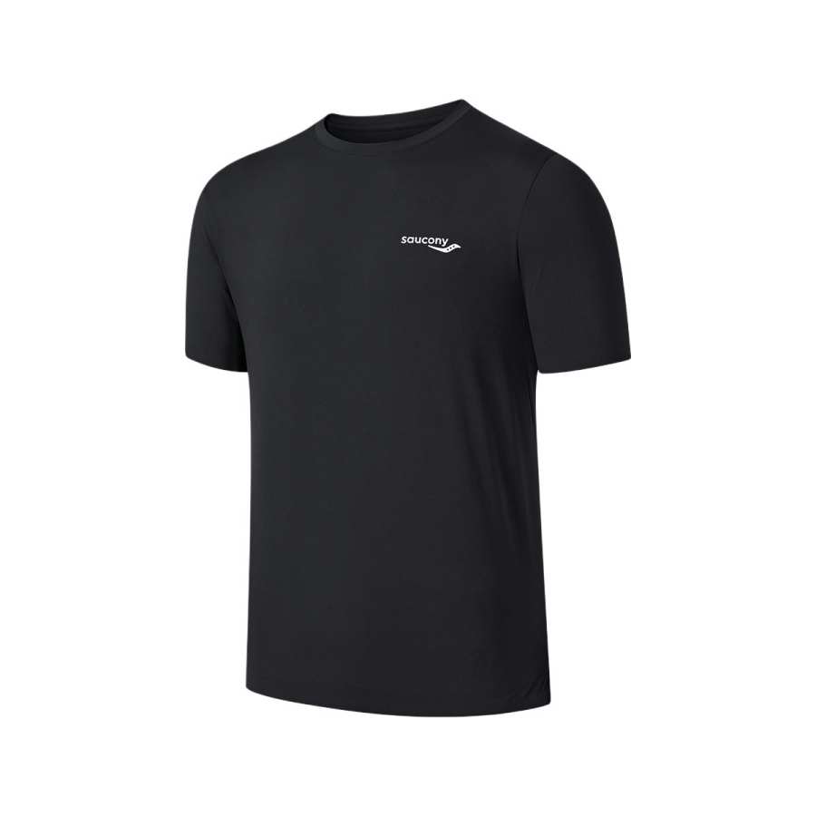 Saucony T Shirts Men's Jet Black Crew Neck Moderate