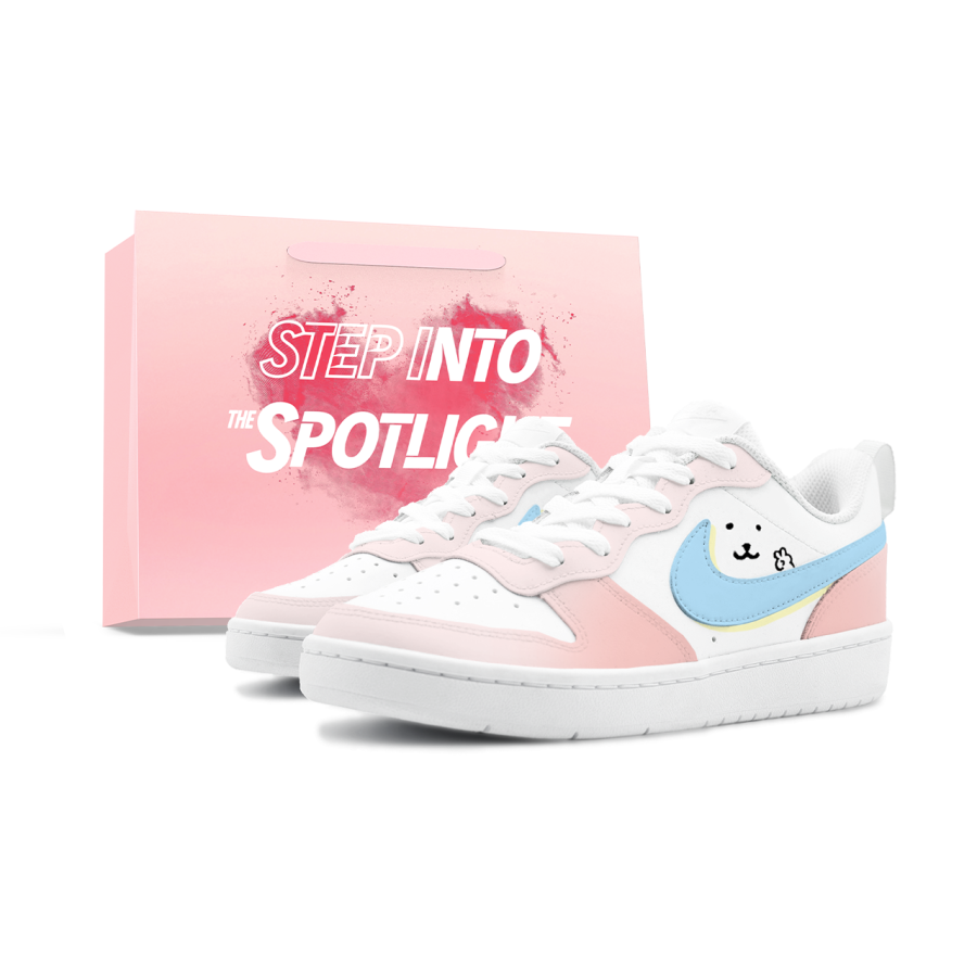 Nike Nike Court Borough Leather Abrasion Resistant Breathable Low top Kids' Skateboarding Shoes Pink Blue Unisex