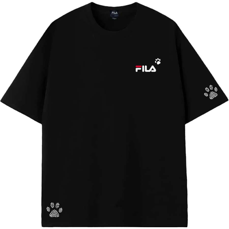 FILA T Shirts Unisex Black White Diamond Crew Neck Moderate
