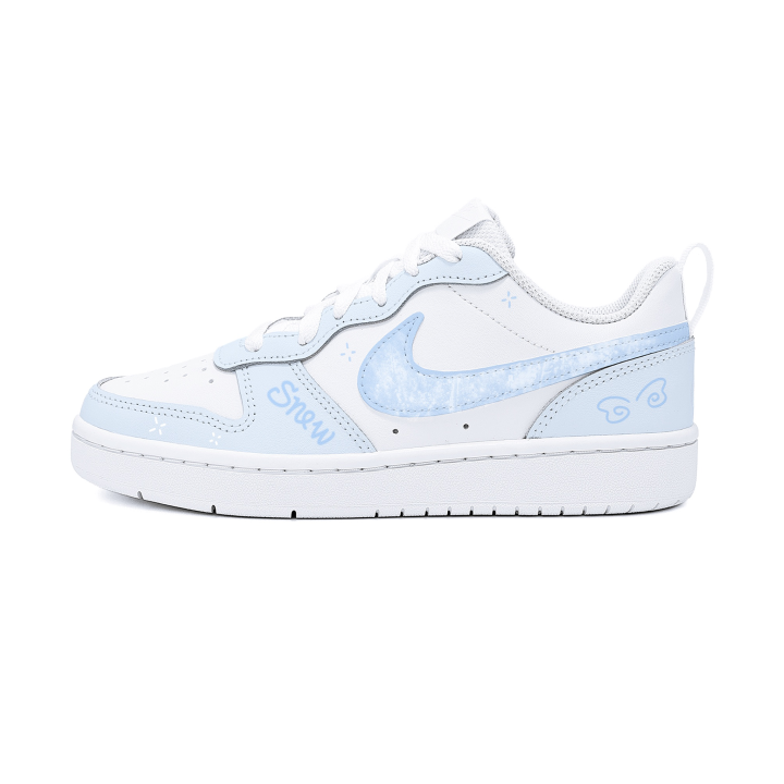 Nike Nike Court Borough Sparkling Water PU Leather Low top Skateboard Shoes Women's Light Blue