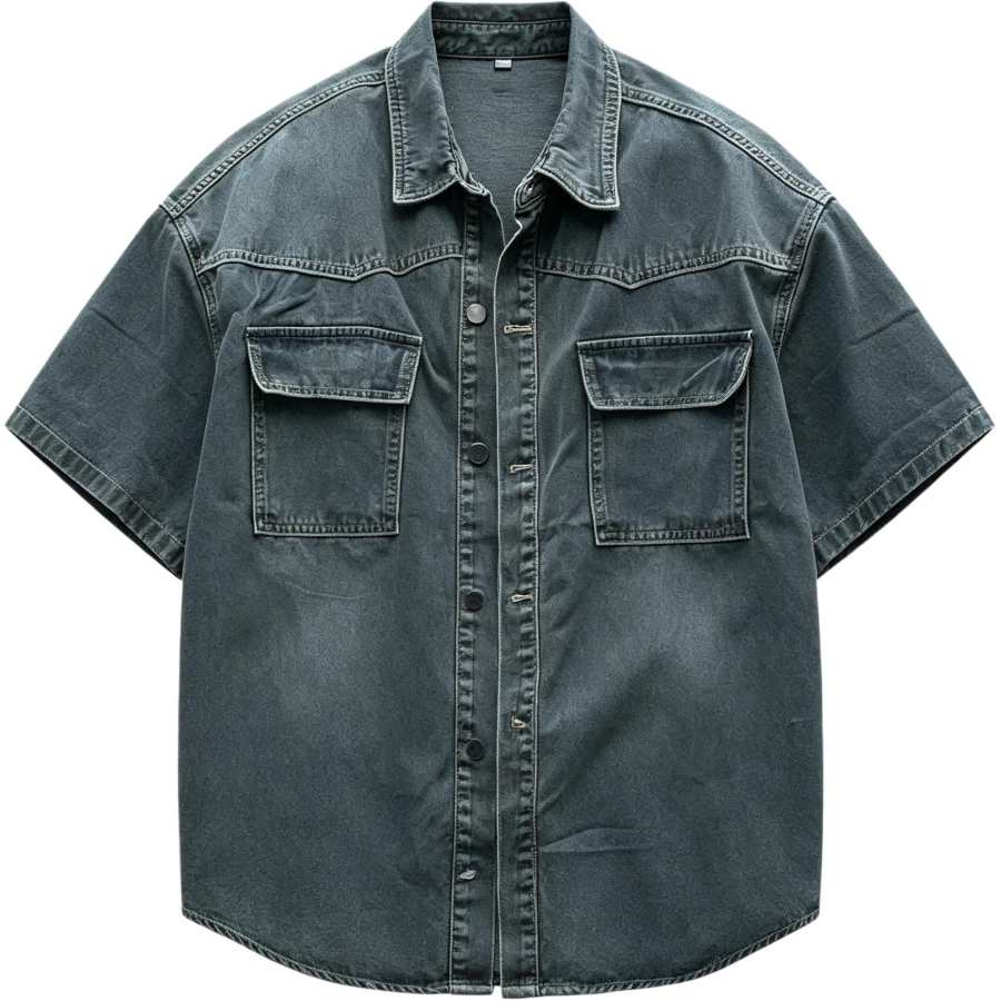 Lnga Landgre Shirts Men's Blue Lapel Moderate Workwear
