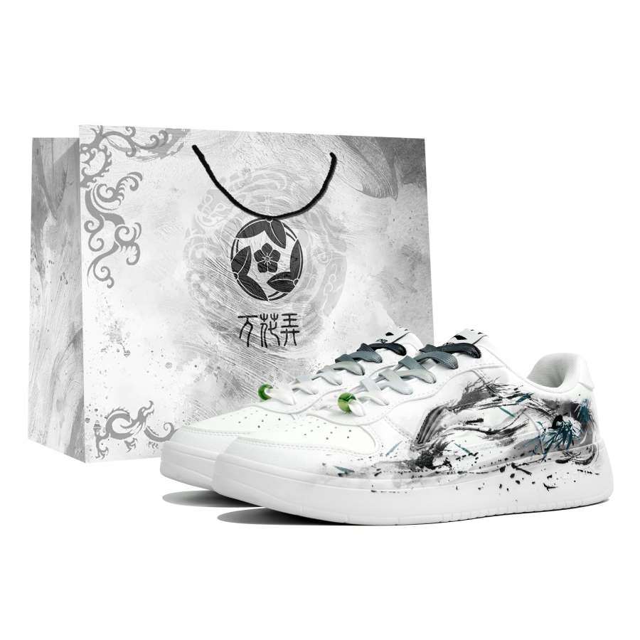 Li-Ning Li Ning Floating Boat Wanhua Nong, Wo Huo Cang Long, Shopping Bag Low top Skateboard Shoes Men's Black White