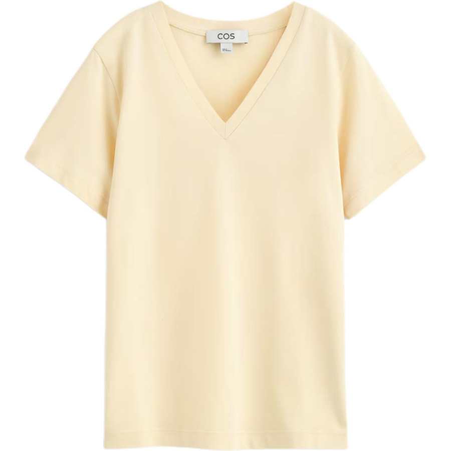 COS T Shirts Women's Ecru V Neck Moderate Other