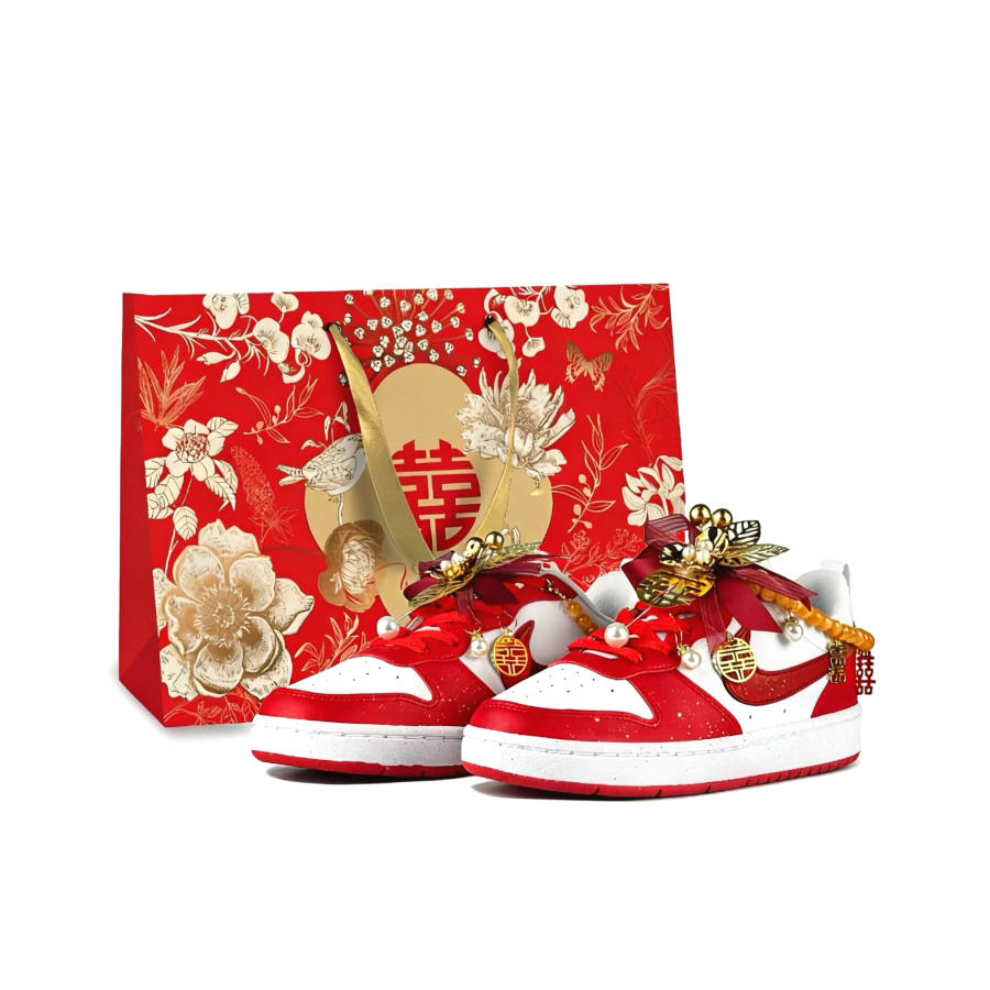 Nike Nike Court Borough Golden Wedding Blessings, Wedding Shoes, Shopping Bag Synthetic Leather Breathable Low top