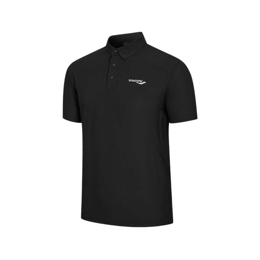 Saucony Polo Shirts Men's Jet Black Polo Collar Moderate