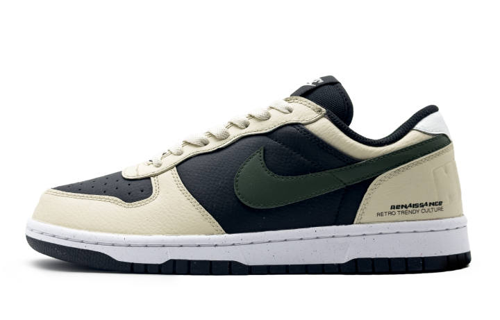 Nike Nike Big LOW Wild Leather Abrasion Resistant Slip Resistant Low top Skateboard Shoes Men's Black Rice Green