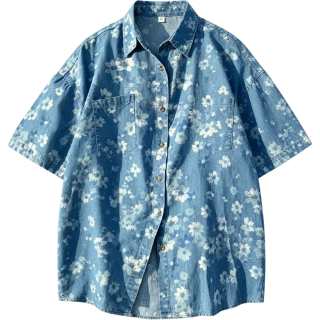 Lnga Landgre Shirts Unisex Blue Lapel Thin Other
