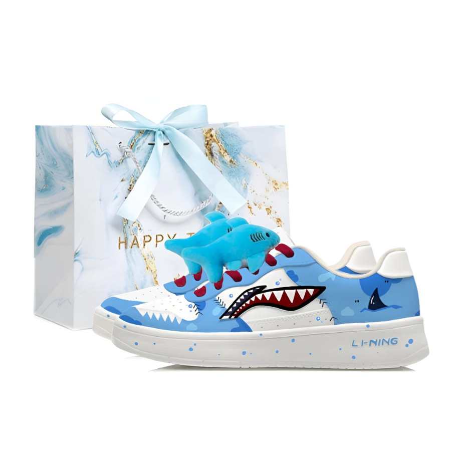 Li-Ning Li Ning Floating Boat Synthetic Leather Abrasion Resistant Lightweight Low top Skateboard Shoes Women's Blue White