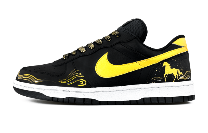 Nike Nike Big Slip Resistant Abrasion Resistant Low top Skateboard Shoes Men's Black Gold