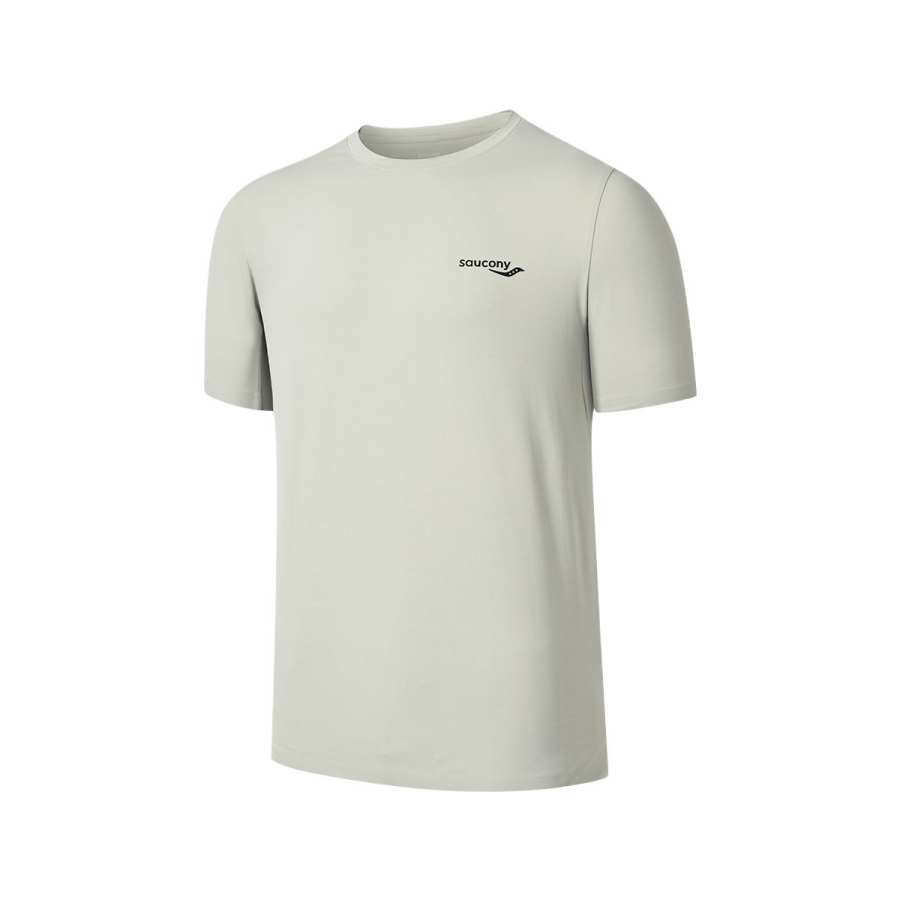 Saucony T Shirts Men's Moss Stone Green Crew Neck Moderate