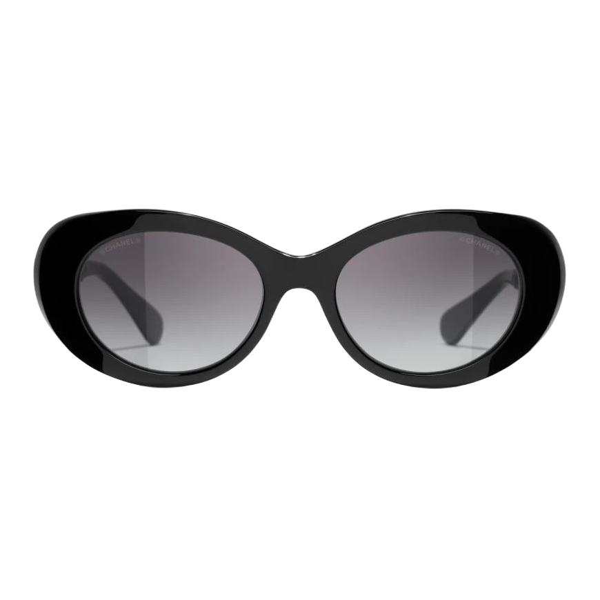 CHANEL CHANEL Acetate Oval Sunglasses Unisex Black