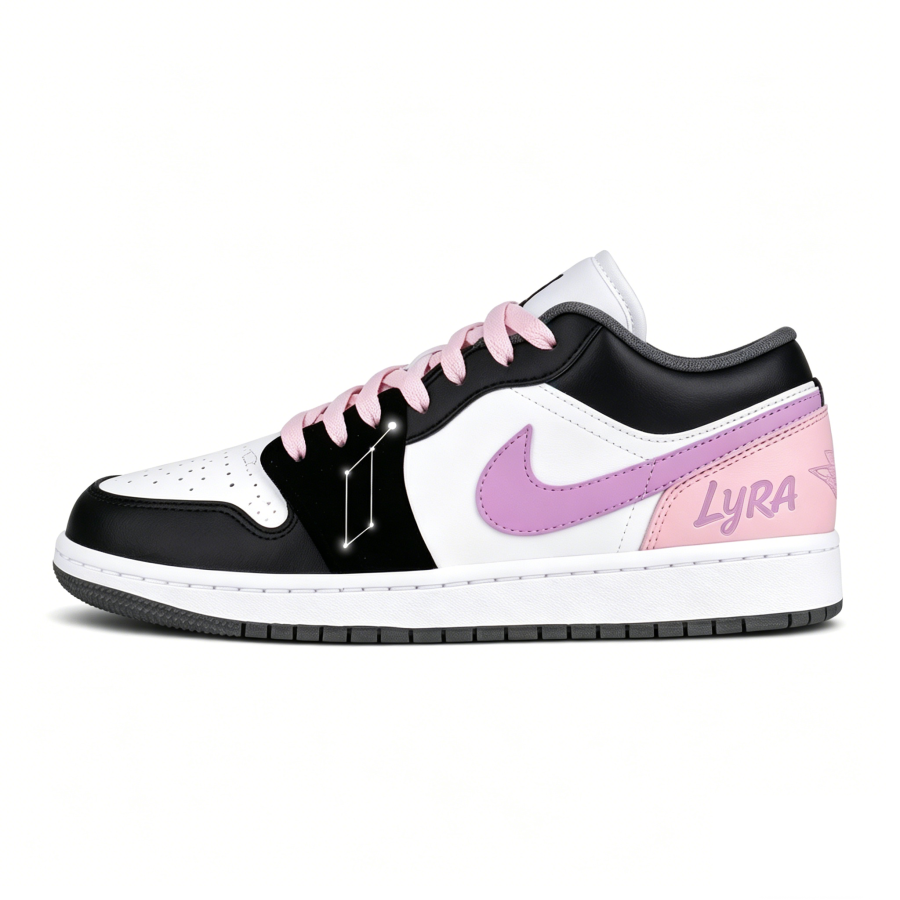 Jordan Jordan Air Jordan 1 Abrasion Resistant Low top Children's Basketball Shoes Pink Purple Teenagers