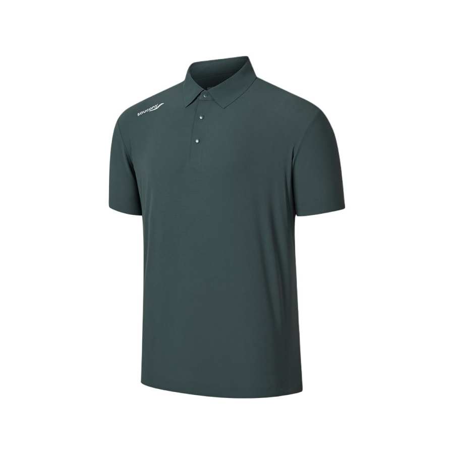 Saucony Polo Shirts Men's Mist Gray Polo Collar Moderate