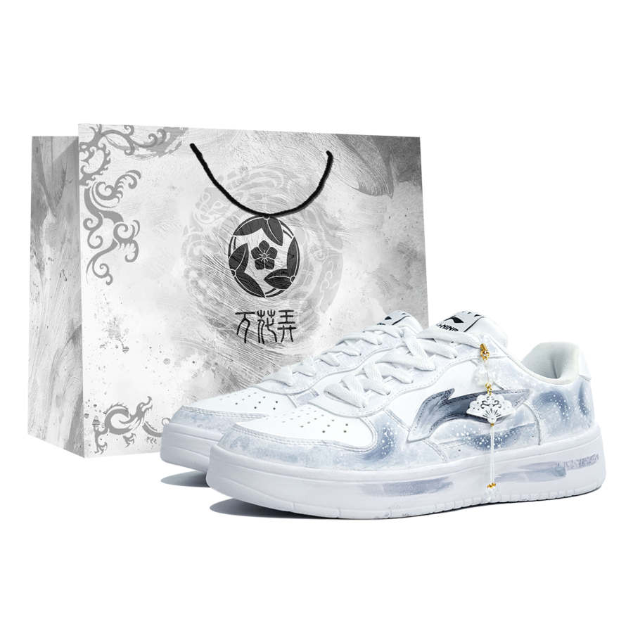 Li-Ning Li Ning Floating Boat Slip Resistant Abrasion Resistant Low top Skateboard Shoes Men's White Blue