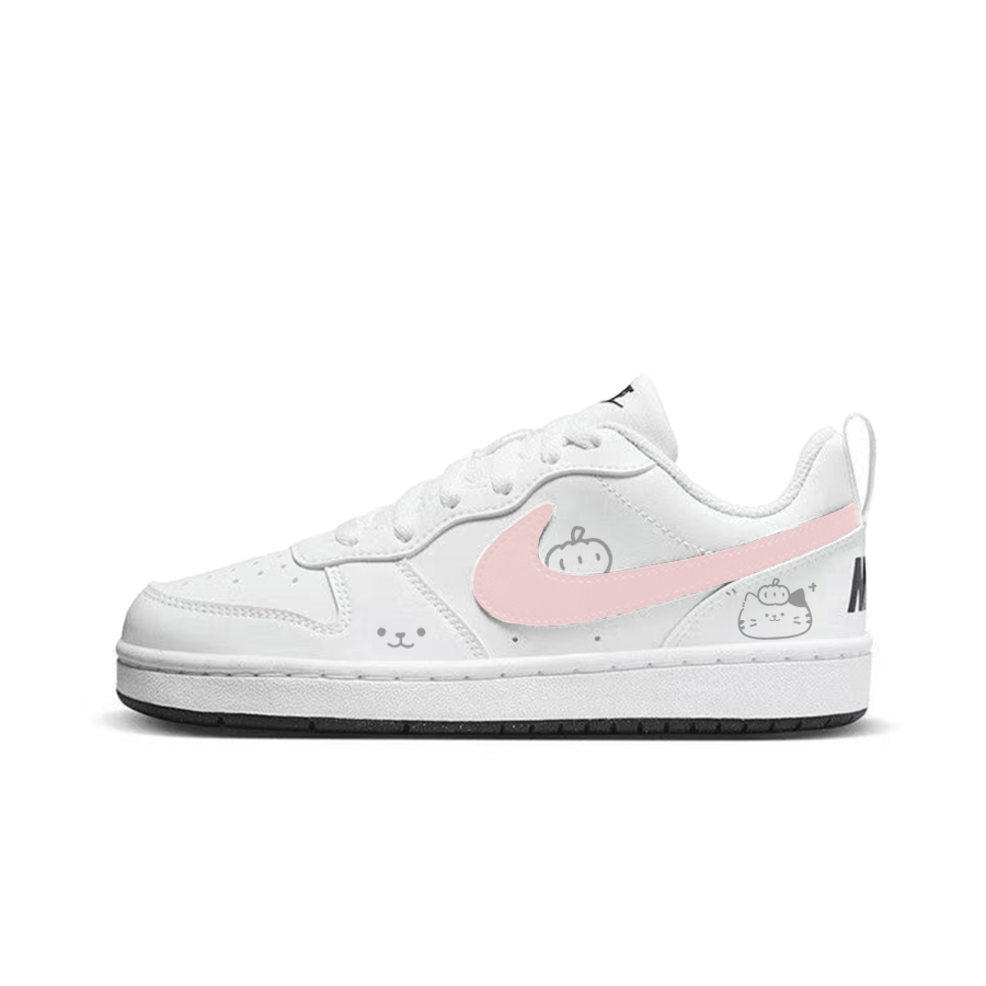 Nike Nike Court Borough Sweet Cat Pink Shadow Breathable Low top Kids' Skateboarding Shoes White Teenagers