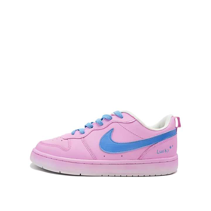 Nike Nike Court Borough Pink Blue Sweetheart Leather Cushioning Abrasion Resistant Breathable Low top