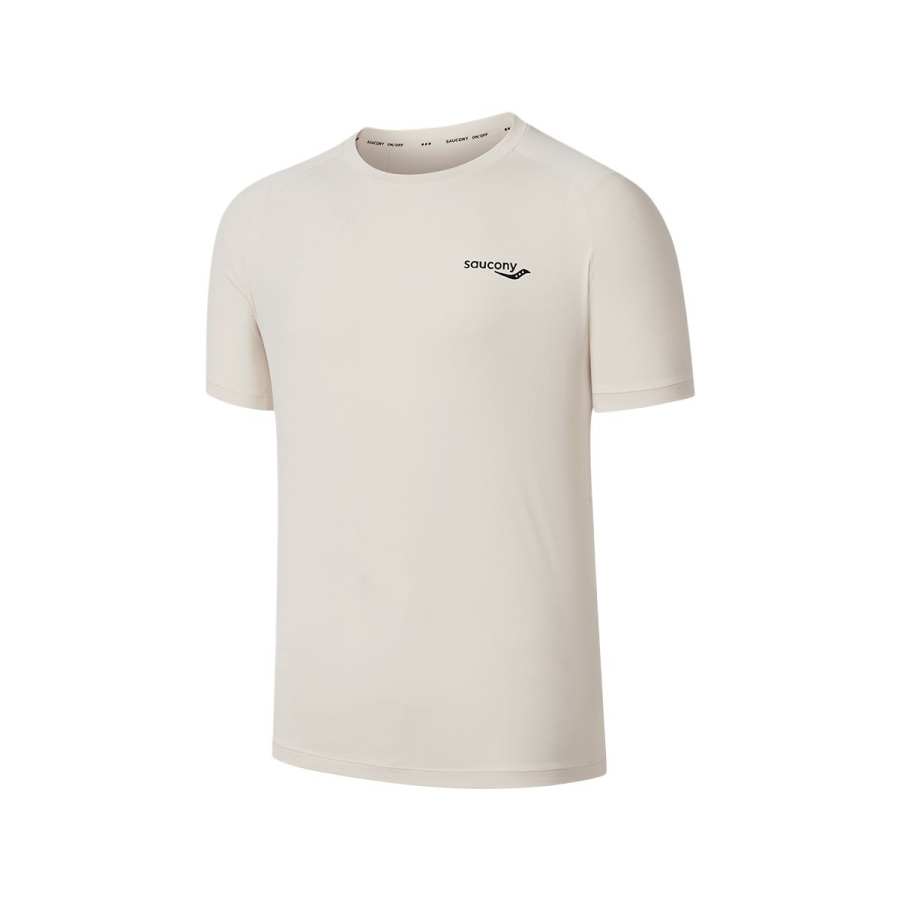 Saucony T Shirts Men's Oat White Crew Neck