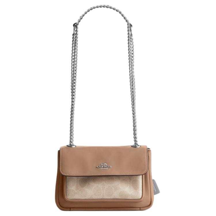 COACH Cow Leather Crossbody Bags Small Women's Sand Yellow