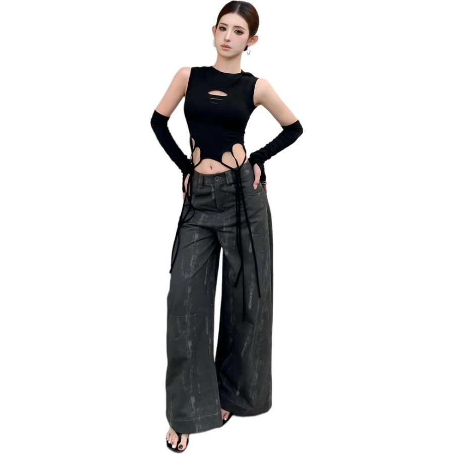VENICEW Tank Tops Women's Hooded Non Detachable Thin Lace Up
