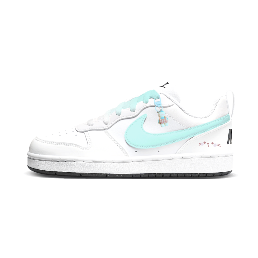 Nike Nike Court Borough Straps Meow Cat Low top Kids' Skateboarding Shoes Light Blue Teenagers