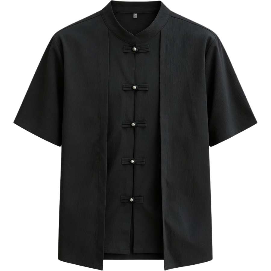Lnga Landgre Shirts Men's Stand Collar Thin Mock Two Piece
