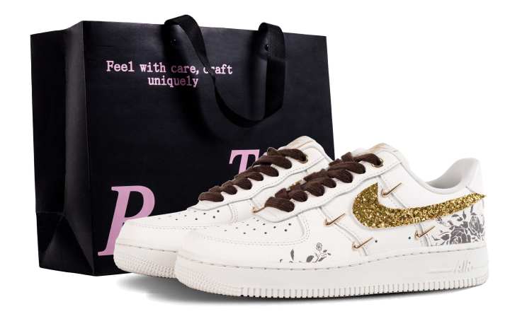 Nike Nike Air Force 1 Gilded Rose Abrasion Resistant Low top Skateboard Shoes Women's White