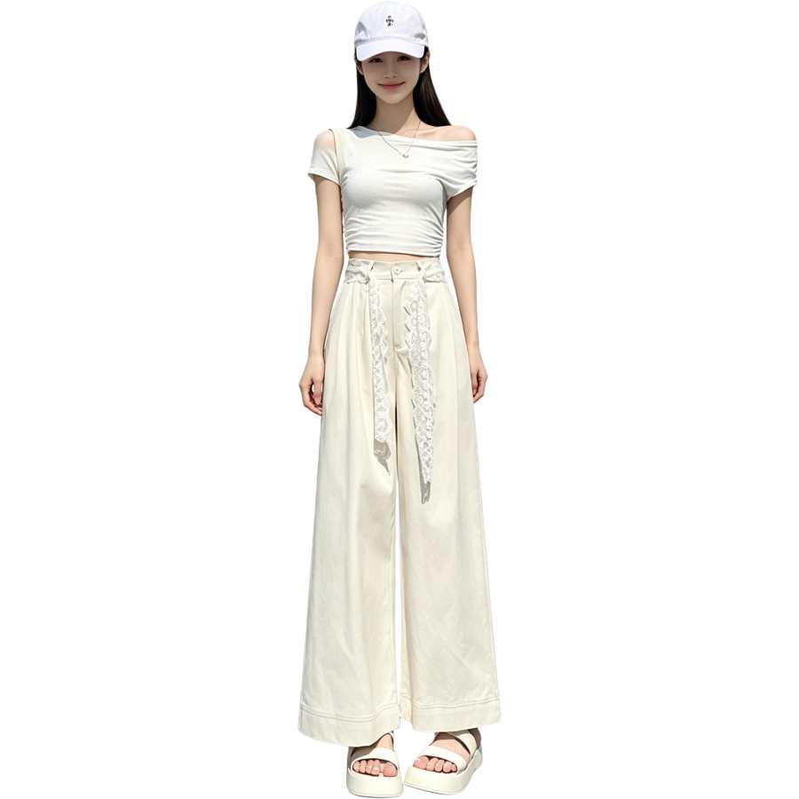 JBBCN Casual Pants Women's Moderate Wide Leg Pants