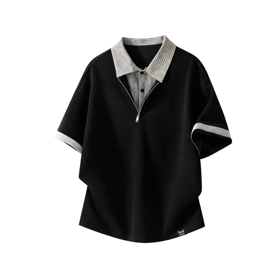 MIIOW Polo Shirts Unisex Polo Collar Moderate Mock Two Piece