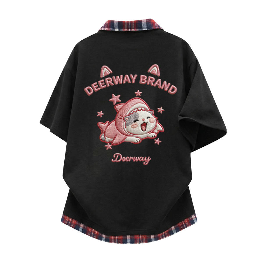 DEERWAY Polo Shirts Unisex Lapel Moderate Mock Two Piece