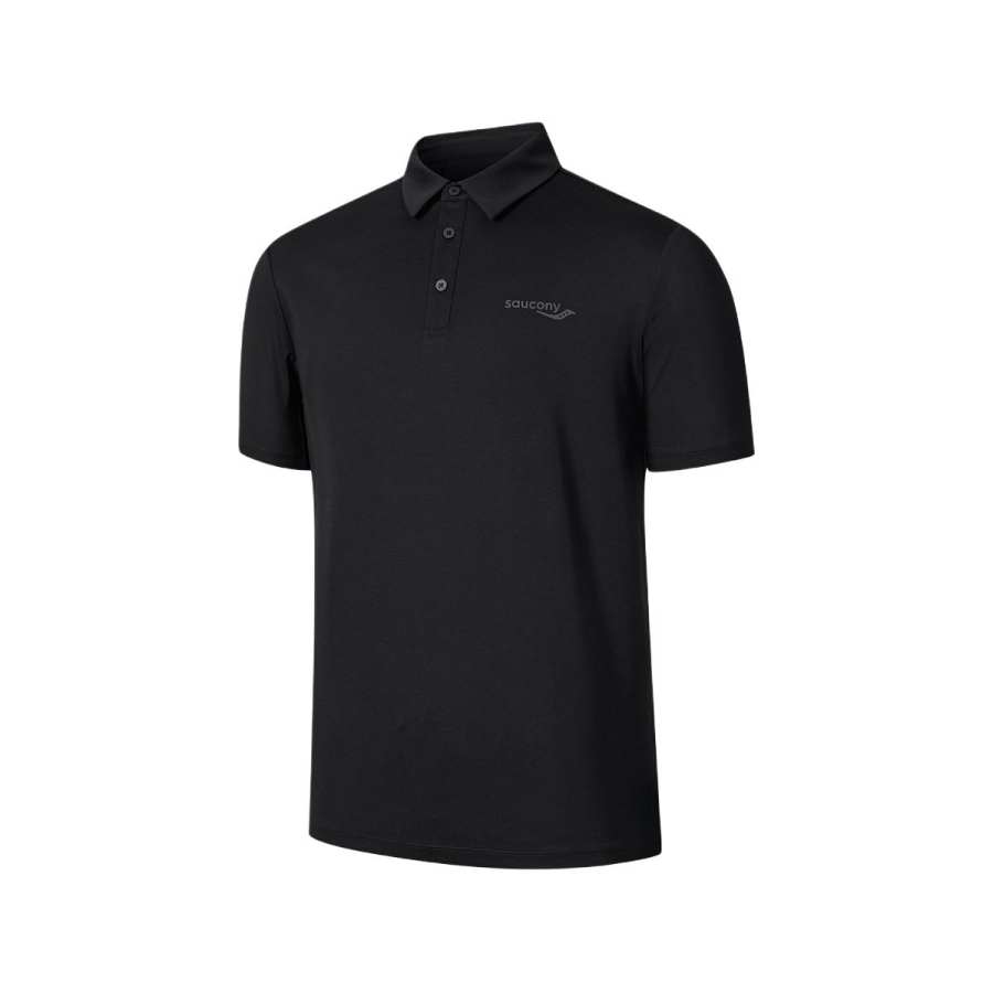 Saucony Polo Shirts Men's Jet Black Polo Collar Moderate Other