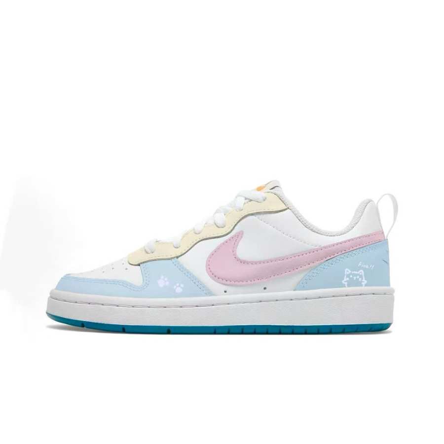 Nike Nike Court Borough 2 Abrasion Resistant Low top Skateboard Shoes Women's Pink Yellow Blue