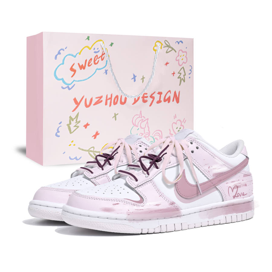 Nike Nike Dunk Pink Cherry Blossom Love Letter Shopping Bag Skateboard Shoes Women's