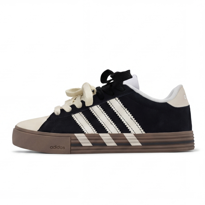Adidas Adidas Daily 4.0 Medium Pips Rubber Dark Chocolate Leather Slip Resistant Low top Skateboard Shoes Unisex Black