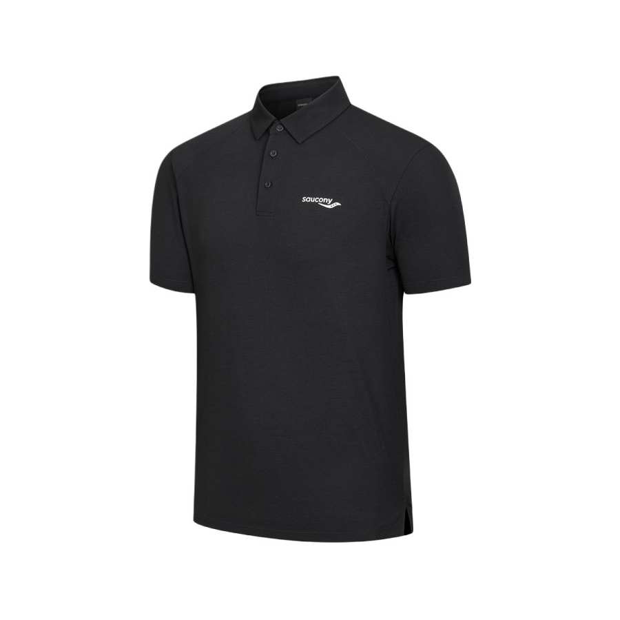 Saucony Polo Shirts Men's Jet Black Polo Collar Moderate Other