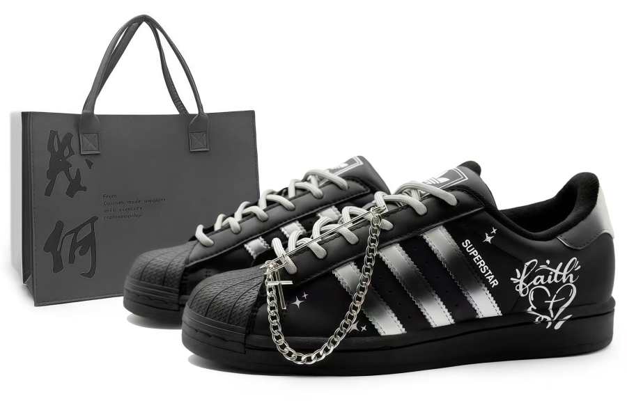 Adidas Originals Superstar 2 Leather Low top Skateboard Shoes Unisex Black Silver