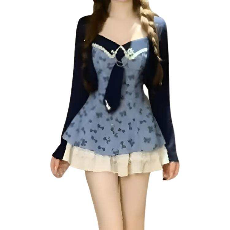 JBBCN Two Piece Skirt Sets Women's Crew Neck Moderate Short Skirt