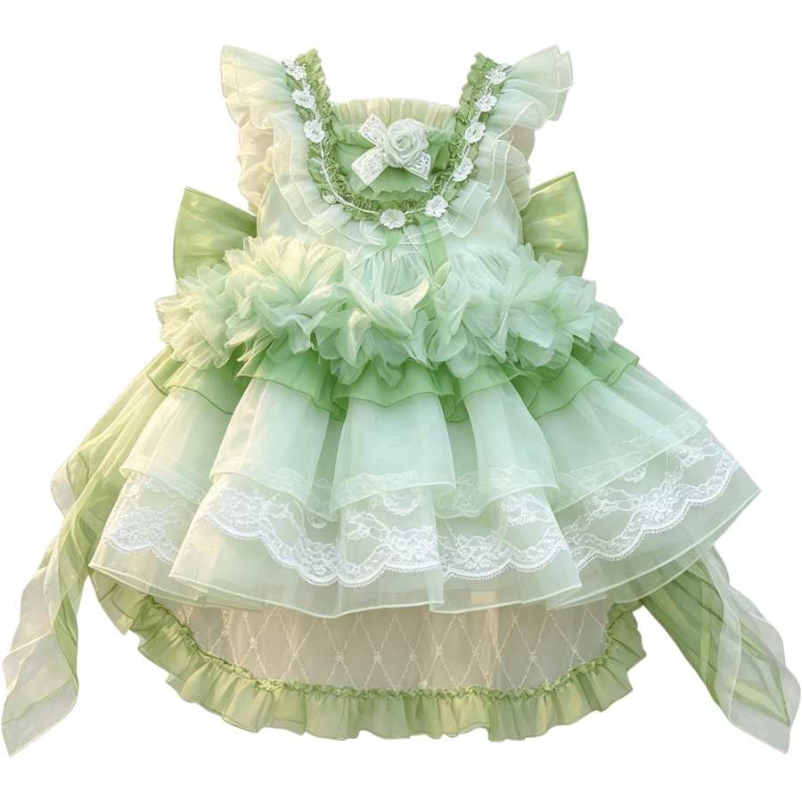 Disney Kids Dresses Square Collar Thin Short Skirt Non Stretch