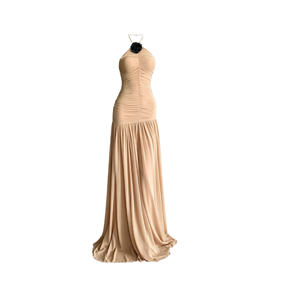CPAURA Slip Dresses Women's Image Color Halter Thin Long Skirt