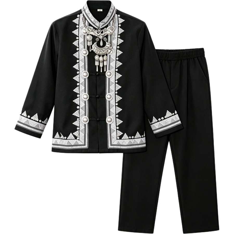 Lnga Landgre Tang Suits Men's Men's B Top+Pants Stand Collar Moderate