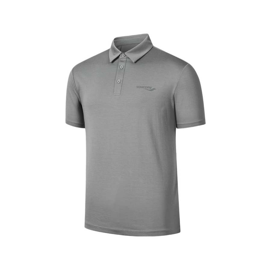 Saucony Polo Shirts Men's Nebula Gray Polo Collar Moderate Straight Fit