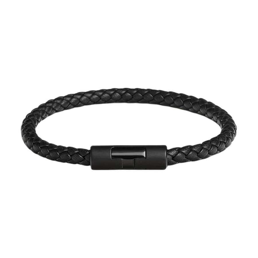 HERMES Swift Calfskin, Metal Bracelets Men's Black