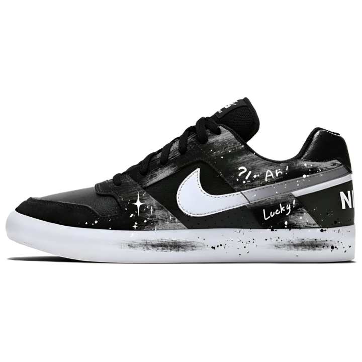 Nike Nike SB Delta Leather Slip Resistant Abrasion Resistant Low top Skateboard Shoes Men's Black White Gray