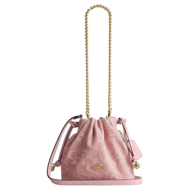 COACH Faye Fabric With Cow Leather Shoulder Bag Mini Women's Light Pink