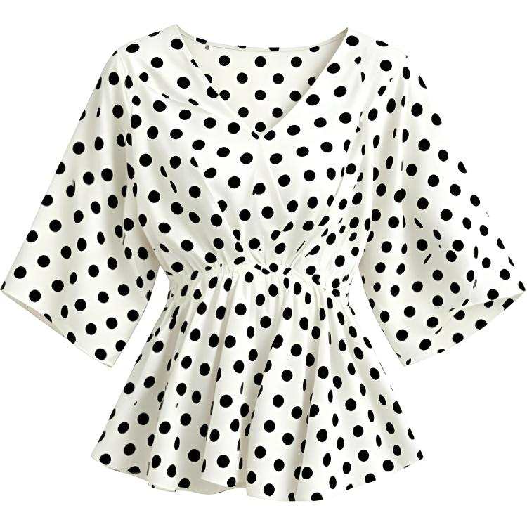 DUSHE Chiffon Shirts Women's White V Neck Moderate
