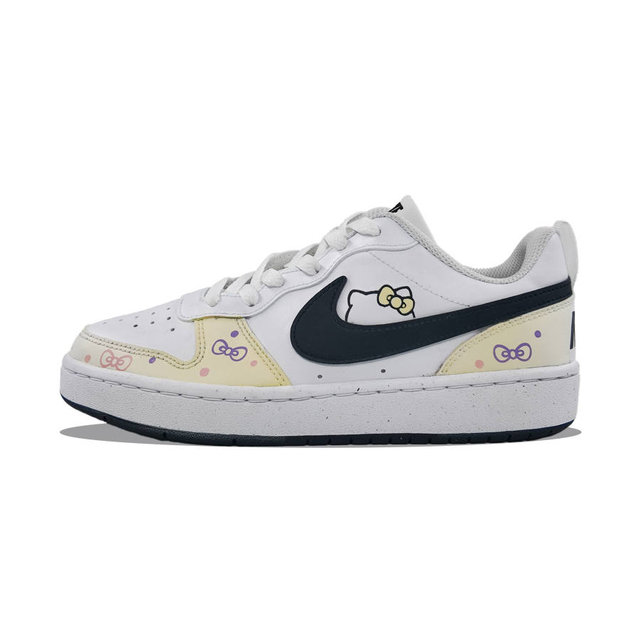 Nike Nike Court Borough Cute Kitten Synthetic Leather Abrasion Resistant Kids' Skateboarding Shoes White Unisex