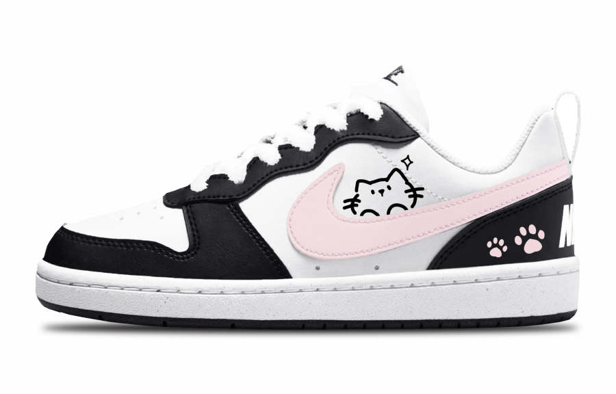Nike Nike Court Borough Pink Hook Meow Low top Kids' Skateboarding Shoes Black Pink Unisex